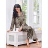 Ekouaer 2 Pack Pajamas for Women Set Silk Lounge Sets Button Up Pj Sets(Black/Leopard)