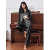 Ekouaer 2 Pack Pajamas for Women Set Silk Lounge Sets Button Up Pj Sets(Black/Leopard)