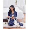 Ekouaer 2 Pack Pajamas for Women Set Silk Lounge Sets Button Up Pj Sets(Blue White Hearts / Brown White Polka Dots)