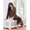 Ekouaer 2 Pack Pajamas for Women Set Silk Lounge Sets Button Up Pj Sets(Blue White Hearts / Brown White Polka Dots)