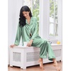 Ekouaer 2 Pack Pajamas for Women Set Silk Lounge Sets Button Up Pj Sets(Green Stripes / Red Stripes-2)