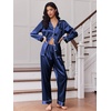 Ekouaer 2 Pack Pajamas for Women Set Silk Lounge Sets Button Up Pj Sets(Navy Blue/Red)