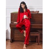 Ekouaer 2 Pack Pajamas for Women Set Silk Lounge Sets Button Up Pj Sets(Navy Blue/Red)