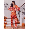 Ekouaer 2 Pack Pajamas for Women Set Silk Lounge Sets Button Up Pj Sets(Orange Halloween / Black Halloween)