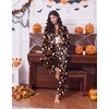 Ekouaer 2 Pack Pajamas for Women Set Silk Lounge Sets Button Up Pj Sets(Orange Halloween / Black Halloween)