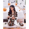 Ekouaer 2 Pack Pajamas for Women Set Silk Lounge Sets Button Up Pj Sets(Orange Halloween / Black Halloween)