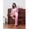 Ekouaer 2 Pack Pajamas for Women Set Silk Lounge Sets Button Up Pj Sets(Pink Christmas Bows / Red Christmas)