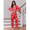 Ekouaer 2 Pack Pajamas for Women Set Silk Lounge Sets Button Up Pj Sets(Pink Christmas Bows / Red Christmas)