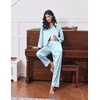 Ekouaer 2 Pack Pajamas for Women Set Silk Lounge Sets Button Up Pj Sets(Pink Ripples/Blue Bow)