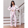 Ekouaer 2 Pack Pajamas for Women Set Silk Lounge Sets Button Up Pj Sets(Pink Ripples/Blue Bow)