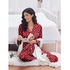 Ekouaer 2 Pack Pajamas for Women Set Silk Lounge Sets Button Up Pj Sets(Pink Stripes/Red White Heart)