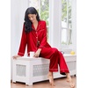 Ekouaer 2 Pack Pajamas for Women Set Silk Lounge Sets Button Up Pj Sets(Rose/Red)