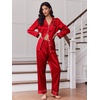 Ekouaer 2 Pack Pajamas for Women Set Silk Lounge Sets Button Up Pj Sets(Rose/Red)