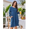 Ekouaer Flannel Nightgowns for Women Long Sleeve Night Gown Warm Nightshirt(A Blue Puppy)