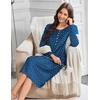 Ekouaer Flannel Nightgowns for Women Long Sleeve Night Gown Warm Nightshirt(A Blue Puppy)