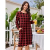 Ekouaer Flannel Nightgowns for Women Long Sleeve Night Gown Warm Nightshirt(A Red Black Plaid)