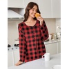 Ekouaer Flannel Nightgowns for Women Long Sleeve Night Gown Warm Nightshirt(A Red Black Plaid)