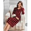 Ekouaer Flannel Nightgowns for Women Long Sleeve Night Gown Warm Nightshirt(A Red Black Plaid)