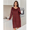 Ekouaer Flannel Nightgowns for Women Long Sleeve Night Gown Warm Nightshirt(A Red Black Plaid)