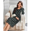 Ekouaer Flannel Nightgowns for Women Long Sleeve Night Gown Warm Nightshirt(Black Daisy Flower)