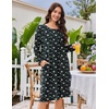 Ekouaer Flannel Nightgowns for Women Long Sleeve Night Gown Warm Nightshirt(Black Daisy Flower)