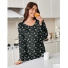 Ekouaer Flannel Nightgowns for Women Long Sleeve Night Gown Warm Nightshirt(Black Daisy Flower)