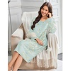 Ekouaer Flannel Nightgowns for Women Long Sleeve Night Gown Warm Nightshirt(Green Floral)