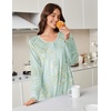 Ekouaer Flannel Nightgowns for Women Long Sleeve Night Gown Warm Nightshirt(Green Floral)