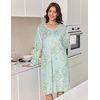 Ekouaer Flannel Nightgowns for Women Long Sleeve Night Gown Warm Nightshirt(Green Floral)
