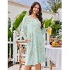 Ekouaer Flannel Nightgowns for Women Long Sleeve Night Gown Warm Nightshirt(Green Floral)