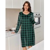 Ekouaer Flannel Nightgowns for Women Long Sleeve Night Gown Warm Nightshirt(Green Plaid)