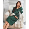 Ekouaer Flannel Nightgowns for Women Long Sleeve Night Gown Warm Nightshirt(Green Plaid)