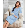 Ekouaer Flannel Nightgowns for Women Long Sleeve Night Gown Warm Nightshirt(Light Blue Floral)