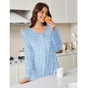 Ekouaer Flannel Nightgowns for Women Long Sleeve Night Gown Warm Nightshirt(Light Blue Floral)