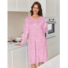 Ekouaer Flannel Nightgowns for Women Long Sleeve Night Gown Warm Nightshirt(Pink Floral)