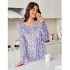 Ekouaer Flannel Nightgowns for Women Long Sleeve Night Gown Warm Nightshirt(Purple Dots)