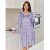 Ekouaer Flannel Nightgowns for Women Long Sleeve Night Gown Warm Nightshirt(Purple Dots)