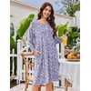Ekouaer Flannel Nightgowns for Women Long Sleeve Night Gown Warm Nightshirt(Purple Dots)