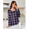 Ekouaer Flannel Nightgowns for Women Long Sleeve Night Gown Warm Nightshirt(Purple Plaid)