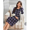 Ekouaer Flannel Nightgowns for Women Long Sleeve Night Gown Warm Nightshirt(Purple Plaid)