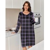 Ekouaer Flannel Nightgowns for Women Long Sleeve Night Gown Warm Nightshirt(Purple Plaid)