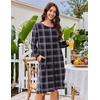 Ekouaer Flannel Nightgowns for Women Long Sleeve Night Gown Warm Nightshirt(Purple Plaid)