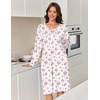 Ekouaer Flannel Nightgowns for Women Long Sleeve Night Gown Warm Nightshirt(White Pink Flower)