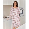 Ekouaer Flannel Nightgowns for Women Long Sleeve Night Gown Warm Nightshirt(White Pink Rose)