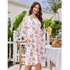 Ekouaer Flannel Nightgowns for Women Long Sleeve Night Gown Warm Nightshirt(White Pink Rose)