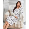 Ekouaer Flannel Nightgowns for Women Long Sleeve Night Gown Warm Nightshirt(White Purple Rose)