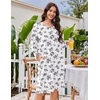 Ekouaer Flannel Nightgowns for Women Long Sleeve Night Gown Warm Nightshirt(White Purple Rose)