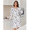 Ekouaer Flannel Nightgowns for Women Long Sleeve Night Gown Warm Nightshirt(White Purple Rose)