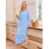 Ekouaer Long Sleeve Nightgowns for Women Henley Sleepshirts with Pockets(Blue Floral)