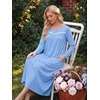 Ekouaer Long Sleeve Nightgowns for Women Henley Sleepshirts with Pockets(Blue Floral)